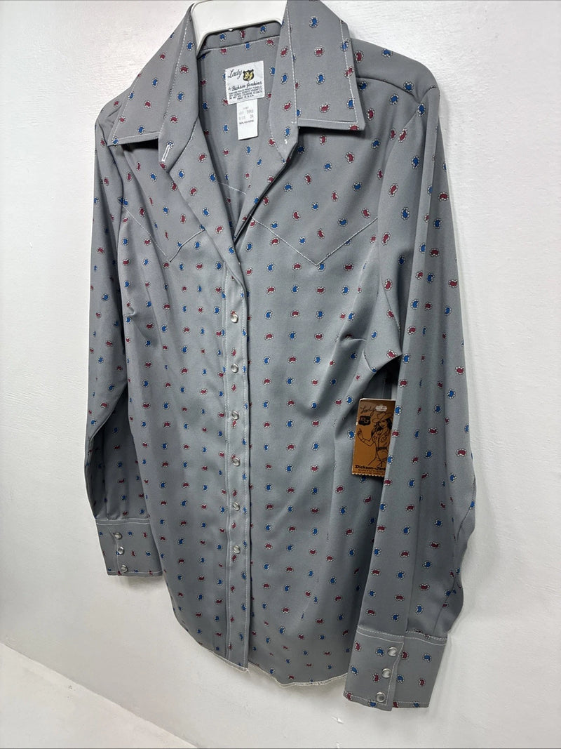 New Women’s Dickson Jenkins Greg Design Long Sleeve Pearl Snap Size 34 MM-29