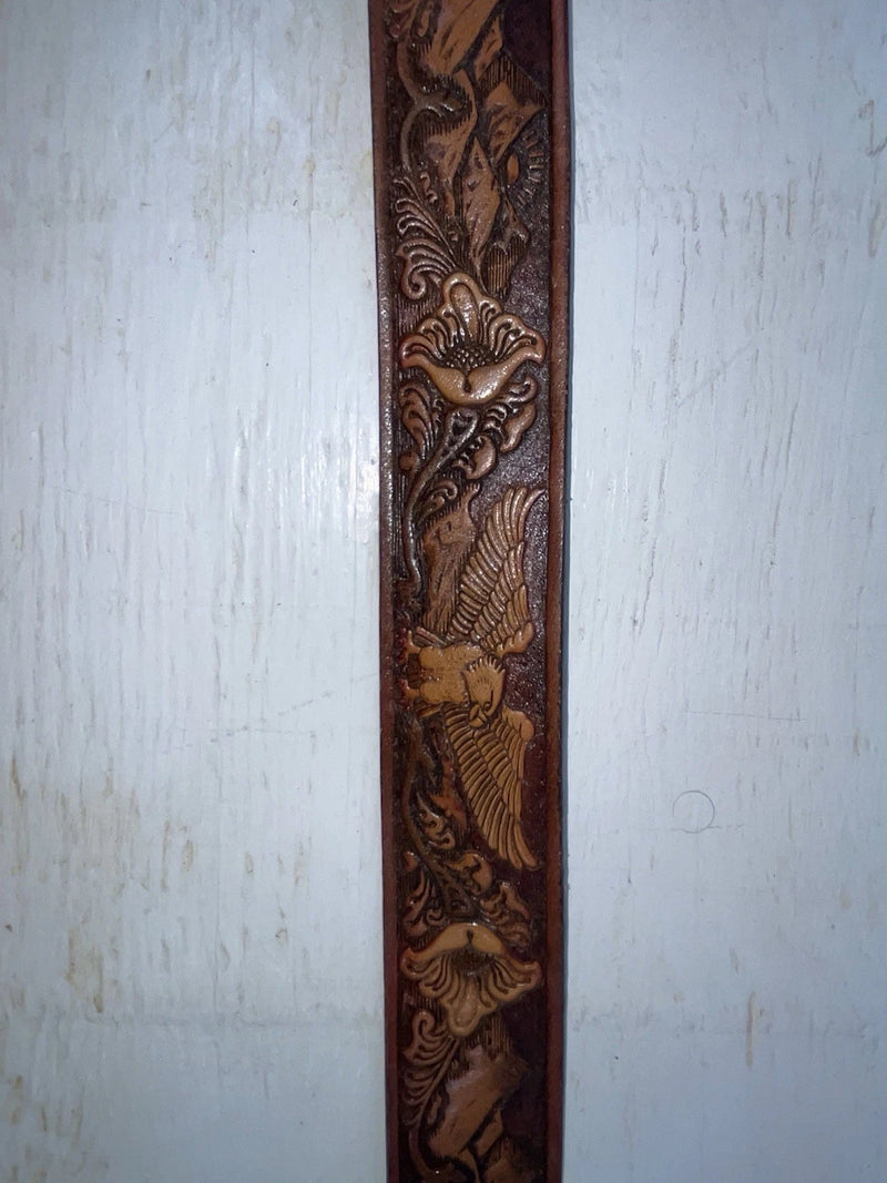 New Brown Genuine Leather Chambers Tooled 34” Belt #6412-75 Z-107