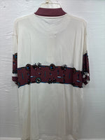 New Men’s GunSmoke White Western Design Short Sleeve Polo Shirt Large R-41