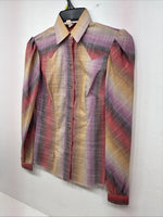 New Women’s H Bar C Multicolor Plaid Long Sleeve Pearl Snap Size 28 DD-142