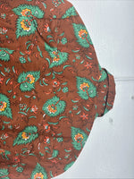 New Women’s Tem Tex Orange Floral Long Sleeve Pearl Snap Size 30 MM-105