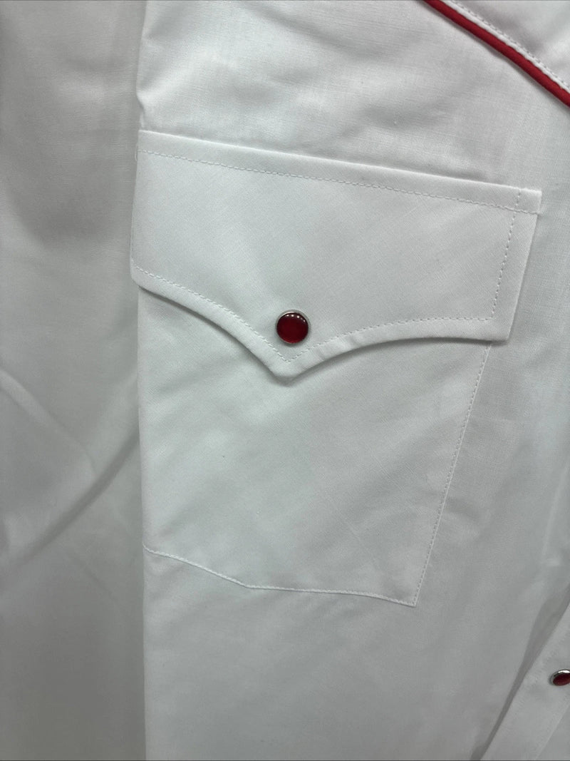 New Men’s ELY diamond White Rose Long Sleeve Pearl Snap 3XL F-53
