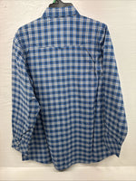 New Men’s White Horse Blue Plaid Long Sleeve Pearl Snap XL O-43
