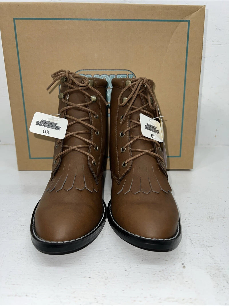 New Women’s Brown Lace Up Smoky Mountain Cowboy Boots. 6040 L 6.5 6 1/2. 19-140