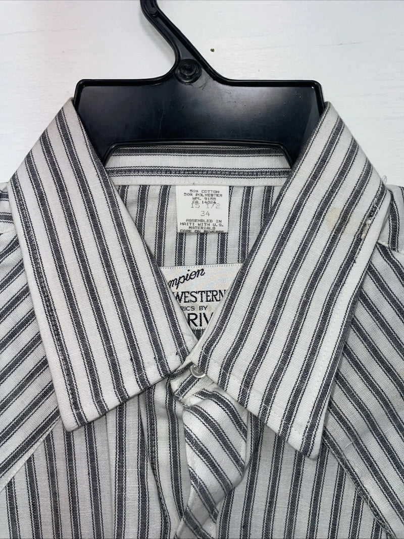 New Men’s Champion Western Striped Long Sleeve Pearl Snap 15.5 X 34 Medium B-94