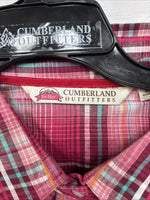 New Women’s Cumberland Pink Plaid Long Sleeve Pearl Snap Large GG-28