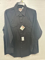 New Men’s  ELY Cattleman Black Long Sleeve Pearl Snap 16.5 X 34 Large V1-100
