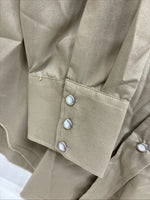 New Men’s H Bar C Brown Simple Long Sleeve Pearl Snap 16 X 33 Large A-65
