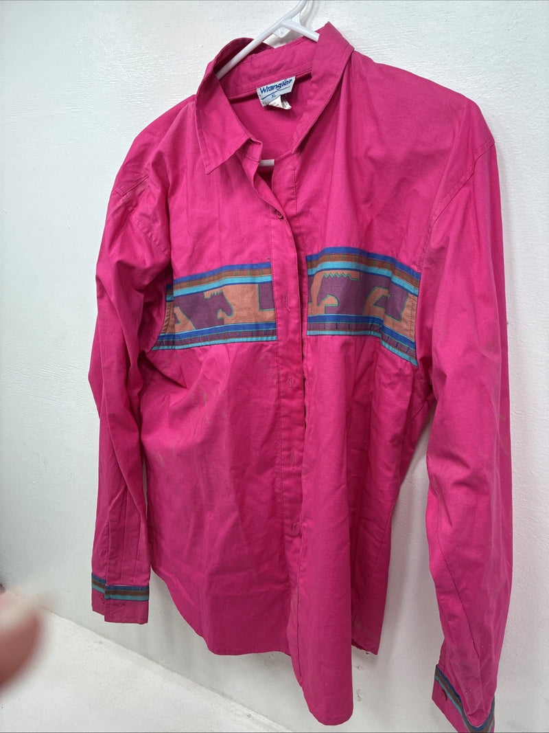 New Women’s Pink Design Long Sleeve Button Up XL TT-3