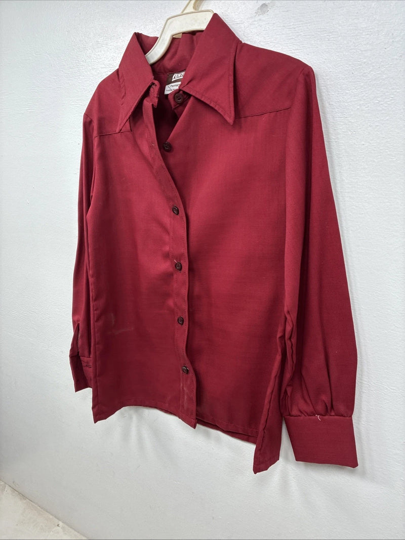 New Kids Fenton Dark Red Long Sleeve Button Up Size 8 YY-118