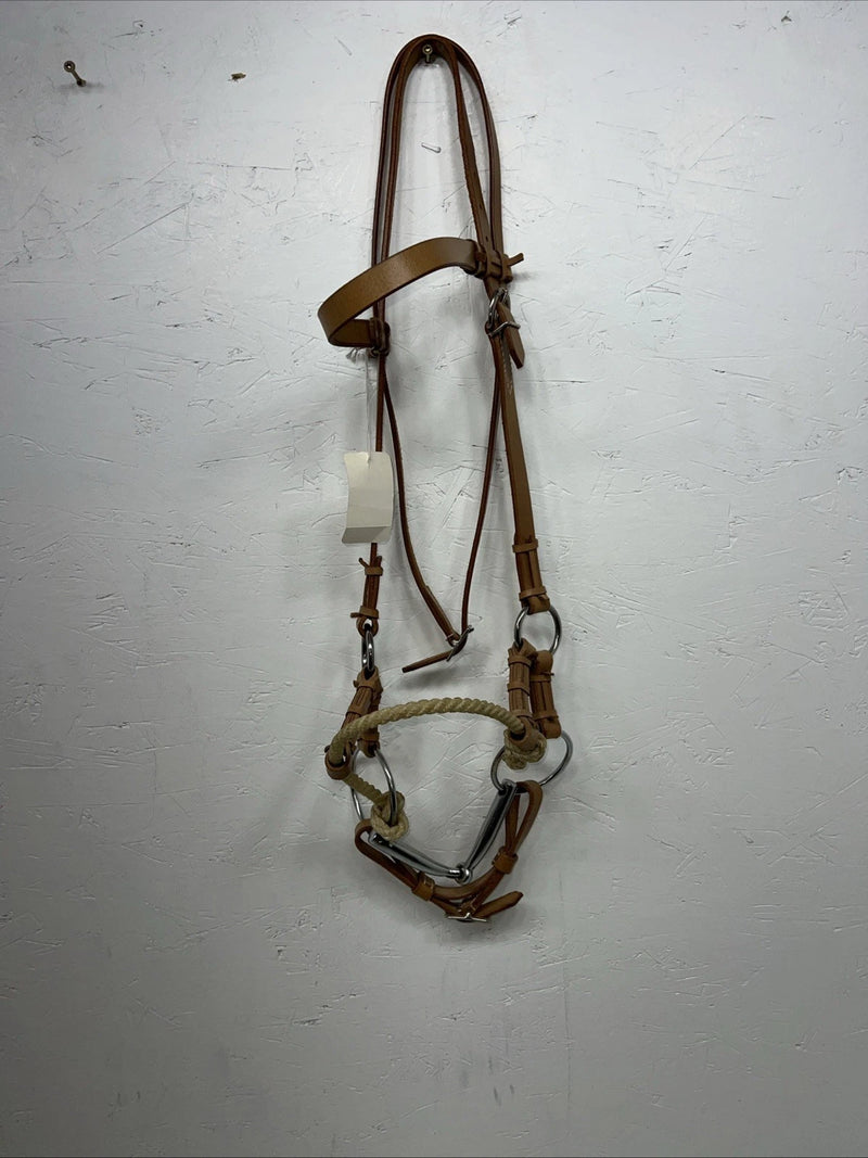 New Star Rider Leather Headstall Rope Nose Band W Bit #6501 U-32
