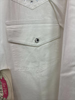 New Women’s Cumberland White Gem Long Sleeve Pearl Snap XL GG-46