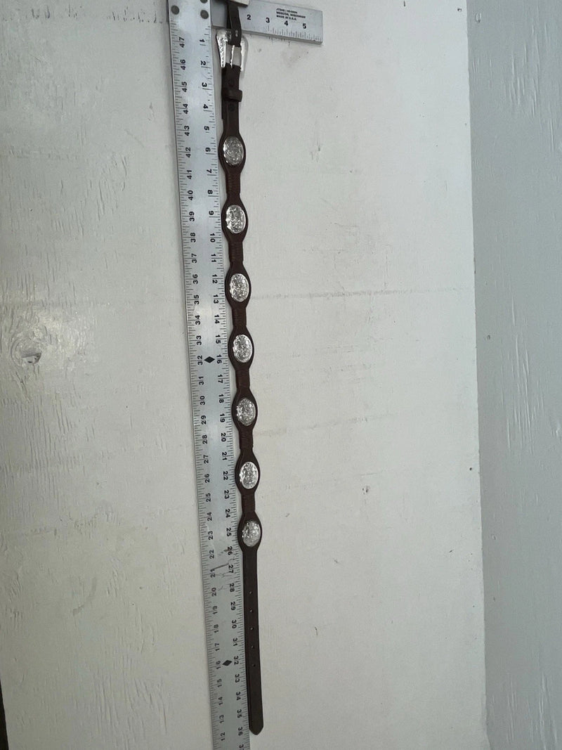 New Brown Genuine Leather Nocona Silver Pendent 30” Belt #N3420402 JJ-137