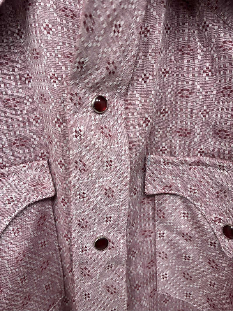 New Women’s Tem Tex Pink Deigned Long Sleeve Pearl Snap 14.5 II-5