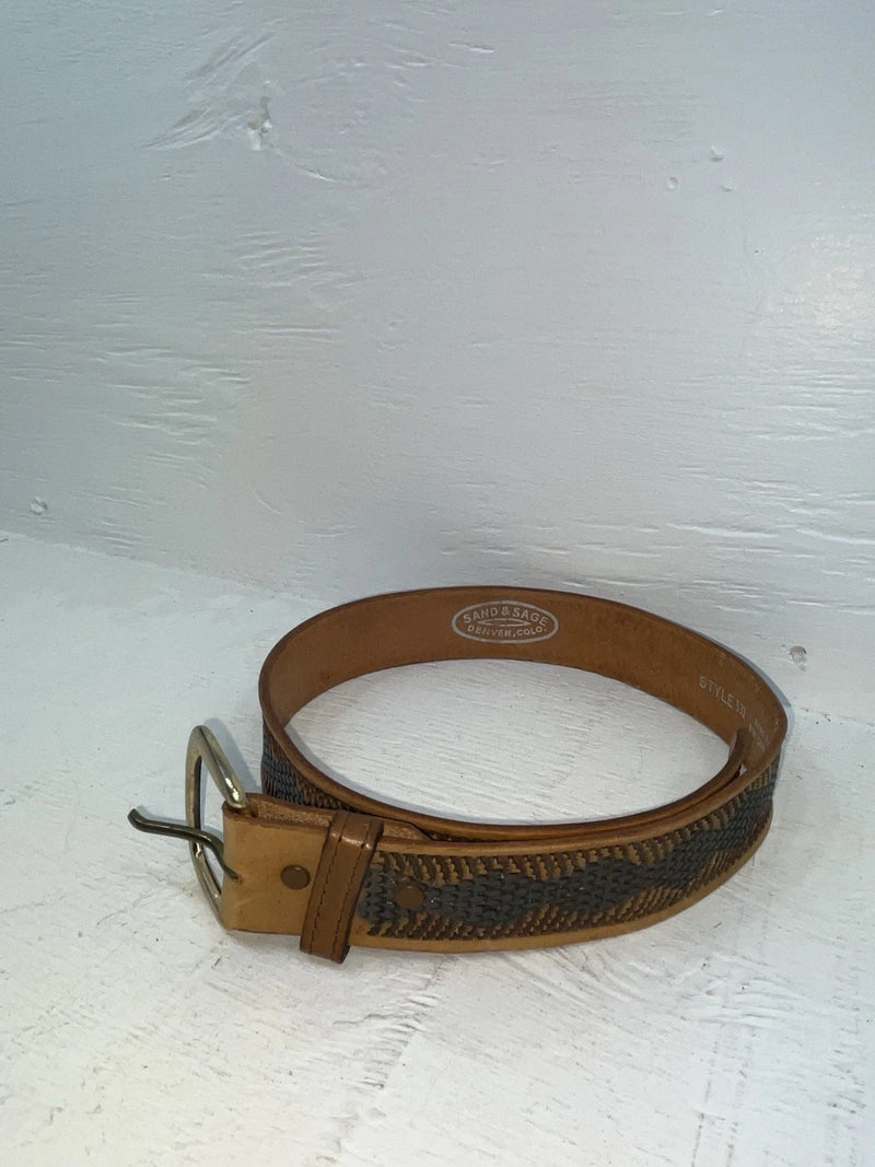 New Brown Genuine Leather Sand & Sage Tooled 28” Belt #533 NN-53