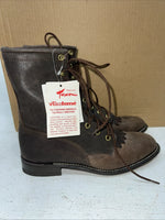 New Women’s Brown Lace Up Texas Brand Cowboy Boots. 4471 7.5 7 1/2 M. 17-45
