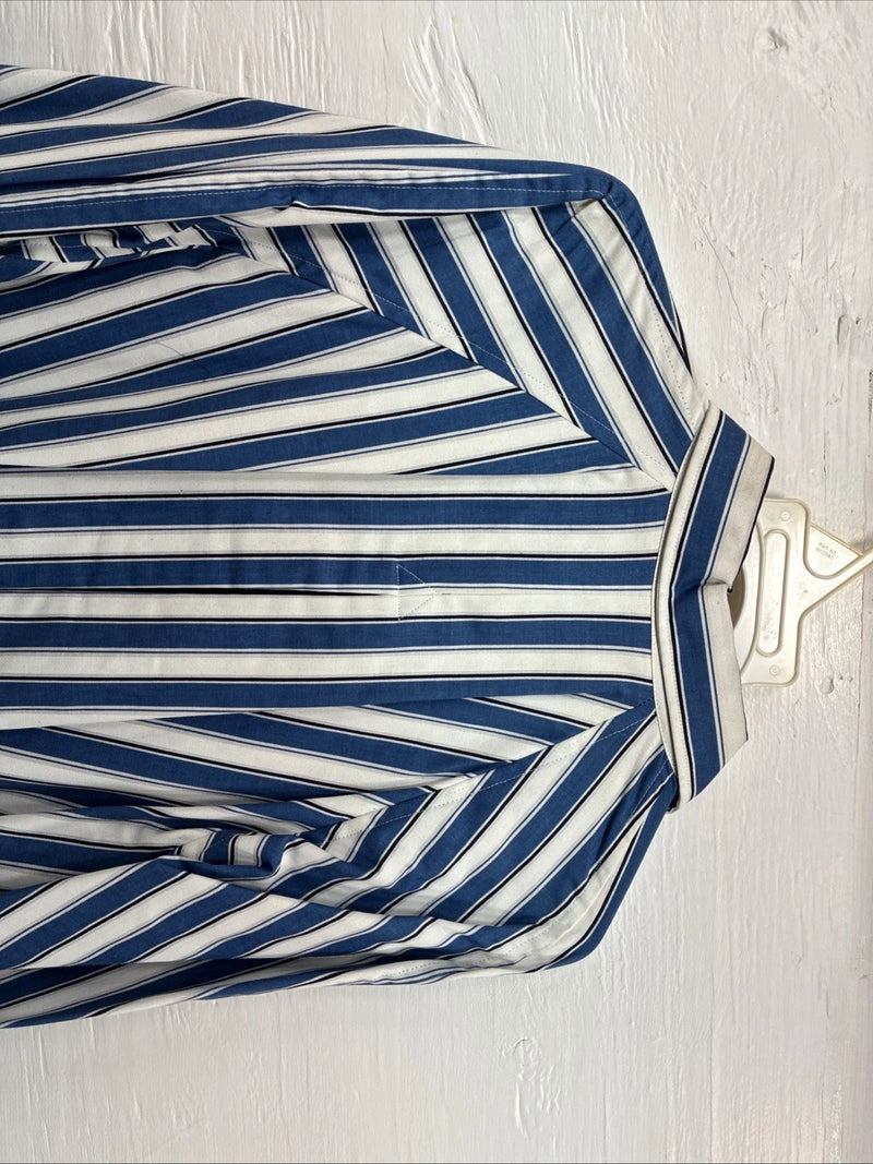 New Women’s H Bar C Blue Stripe Long Sleeve Pearl Snap Size 40 DD-20