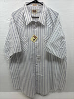New Men’s ELY Cattleman White Stripe Like Short Sleeve Pearl Snap 3XL H-67