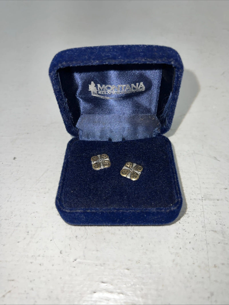 New Women’s Montana Silversmiths Gold Small Square Earrings. ER355 A-12