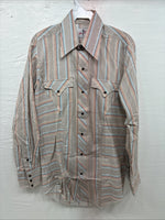 New Men’s Tem Tex Multicolor Stripe Long Sleeve Pearl Snap 14.5 X 33 Small V-8