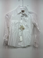 New Boys ELY Cattleman White Long Sleeve Pearl Snap Size 10 DD-80