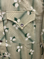 New Men’s ELY Plains Green Floral Long Sleeve Pearl Snap 16 X 36 Large CC-23