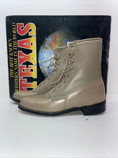 New Women’s Brown Lace Up Texas Brand Cowboy Boots. 4498 9 M. 15-85