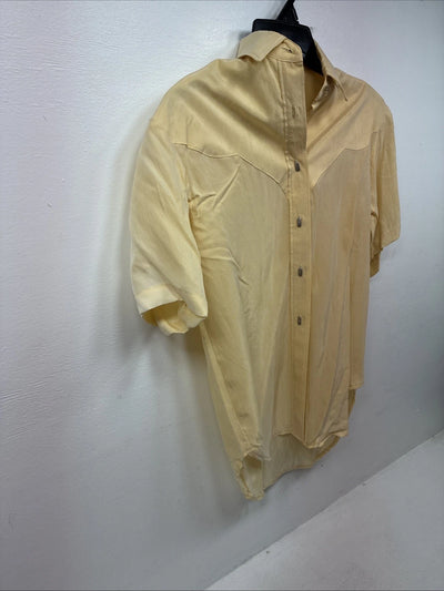 New Women’s Longhorn Yellow Short Sleeve Button Up Padded Shirt X-Small LL-71