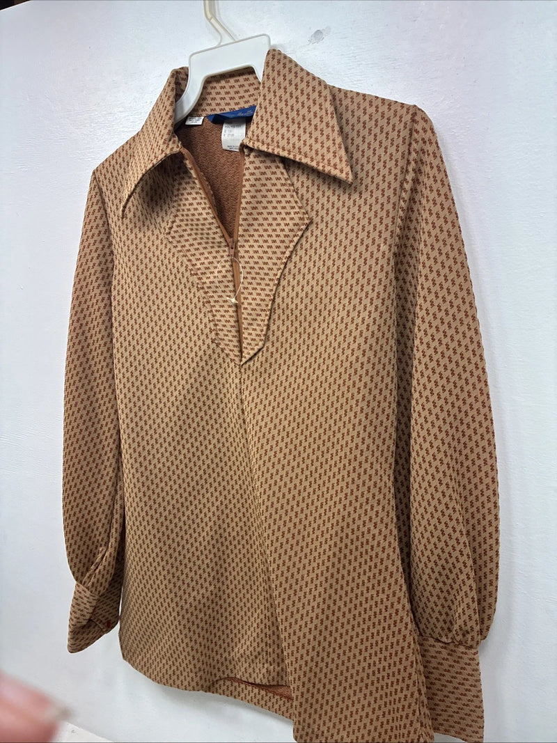 New Women’s Panhandle Slim Brown Half Zip Long Sleeve Size 10 TT-56