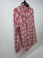 New Women’s Cumberland Pink Plaid Long Sleeve Pearl Snap Large GG-75