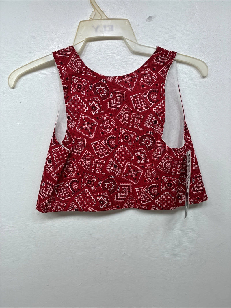 New Kids Kiddie Korral Red Western Design Sleeveless Vest Size Large YY-35