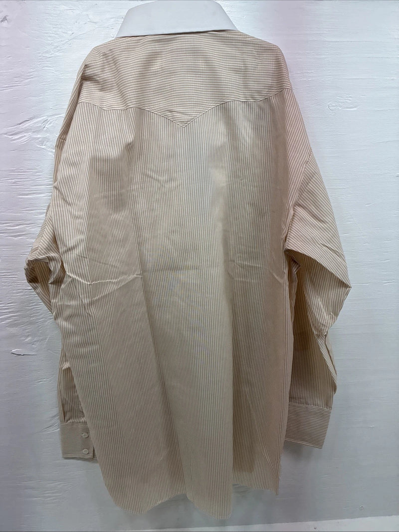 New Men’s Panhandle Slim Tan Stripe Long Sleeve Button Up Medium M-38