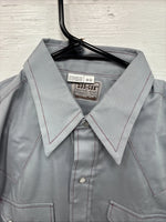 New Men’s Dee-Cee Gray Red Long Sleeve Pearl Snap 16 X 33 Large AA-82