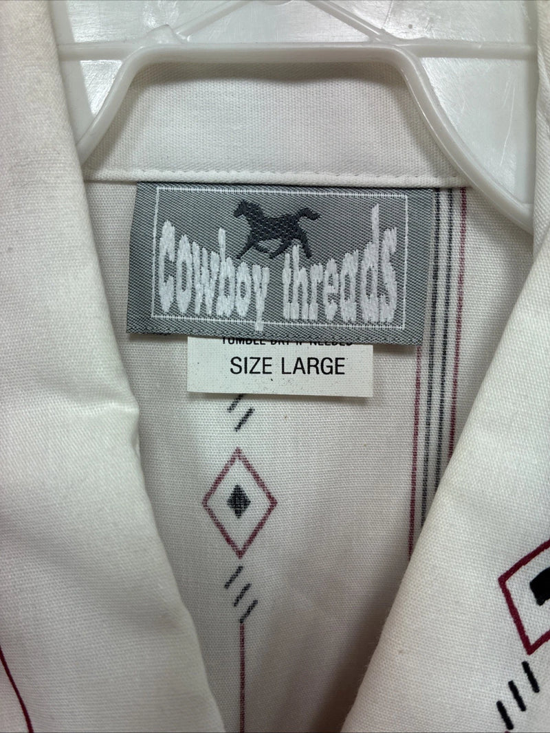 New Men’s Cowboy Threads Red Designed Short Sleeve Button Up Large CC-42