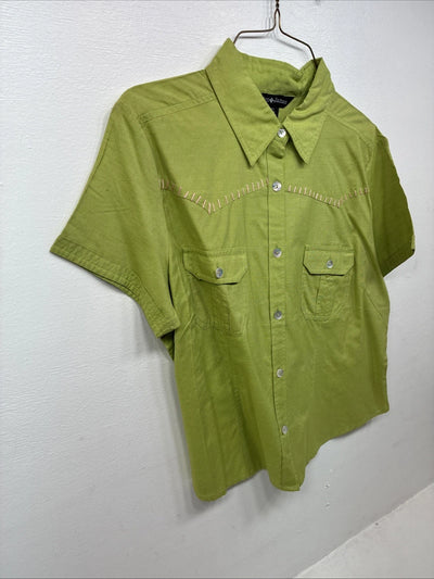 New Women’s Gordon James Green Short Sleeve Button Up Short XL II-38