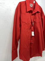 New Men’s Red ELY Cattleman Pearl Snap Long sleeve Shirt. 18.5x35 XXL G-61