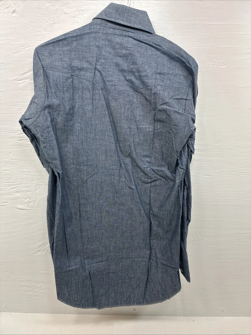 New Men’s Champion Westerns Blue Jean Design Long Sleeve Pearl Snap Medium O-34