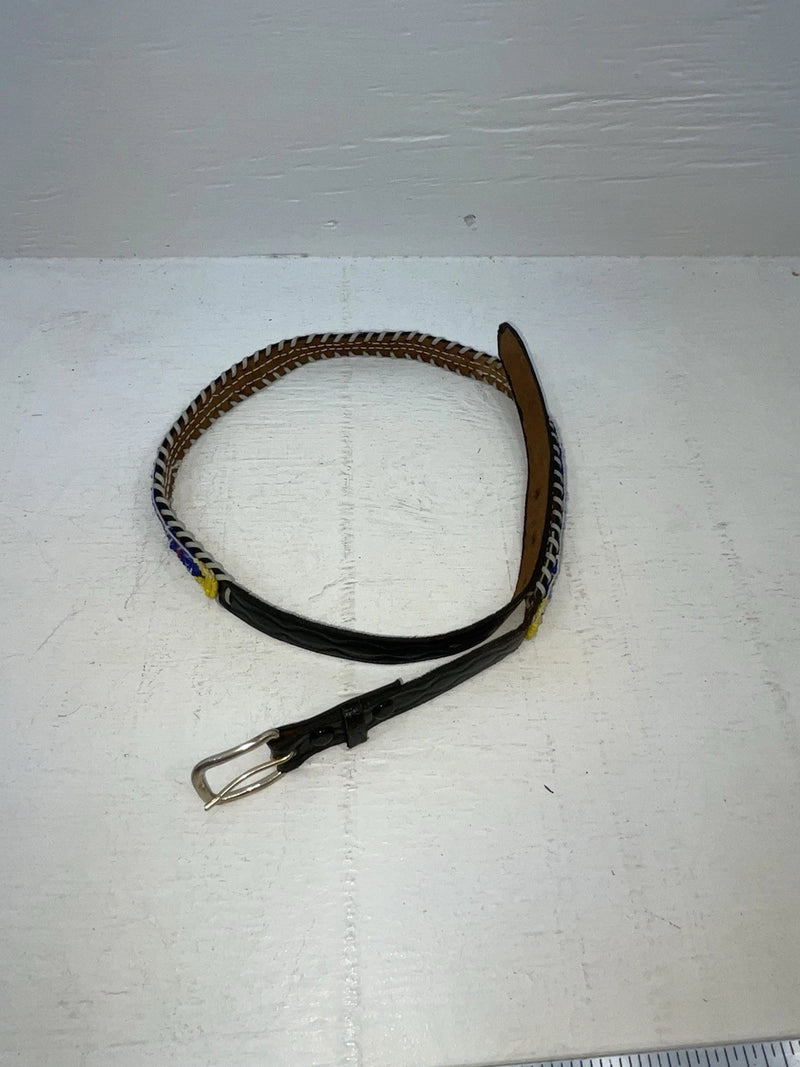 New Black Genuine Leather Beaded 30” Belt NN-9
