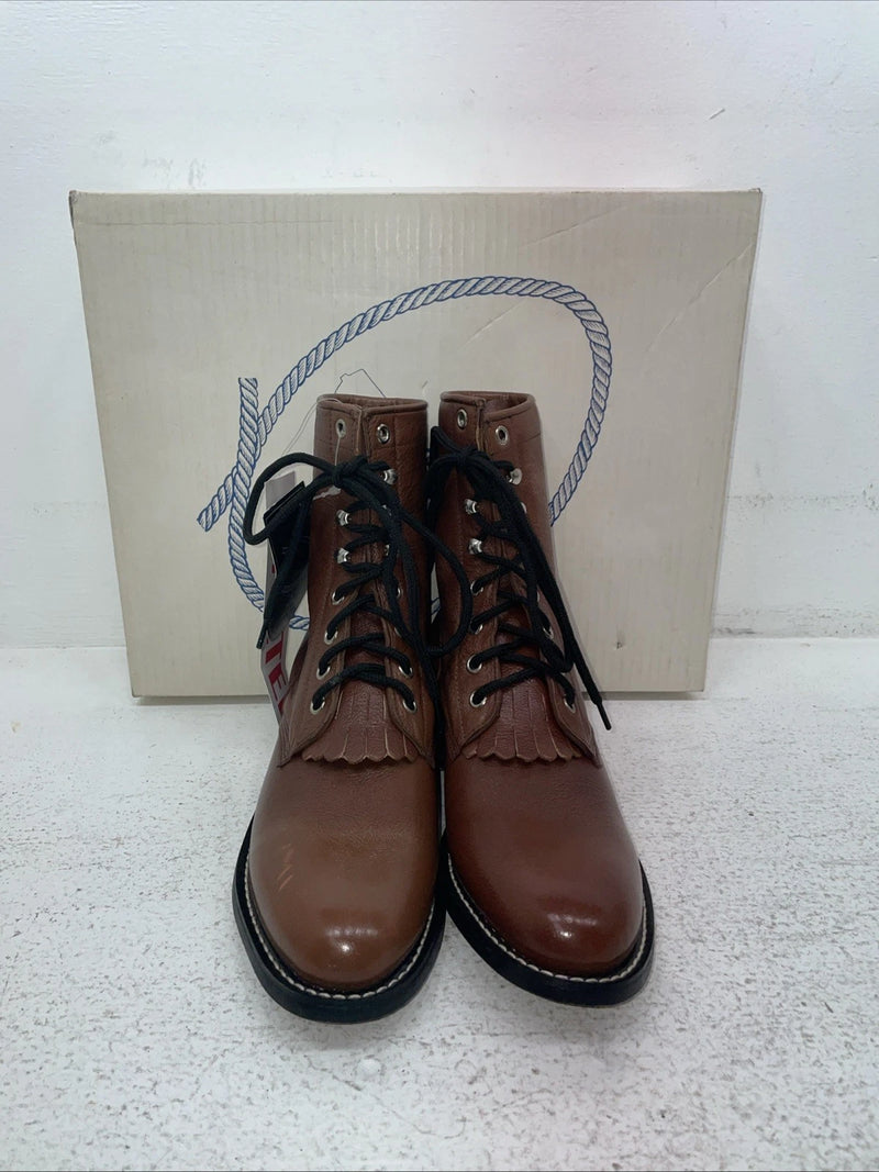 New Men’s Brown Lace Up A Jama Product Cowboy Boots. Y 5117 G 4.5 4 1/2. 2-57