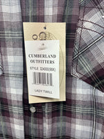 New Women’s Cumberland Purple Plaid Long Sleeve Pearl Snap Size 3X GG-11