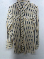 New Men’s Yellow Stripped HbarC Pearl Snap Long Sleeve Shirt 15.5x33 M I-31