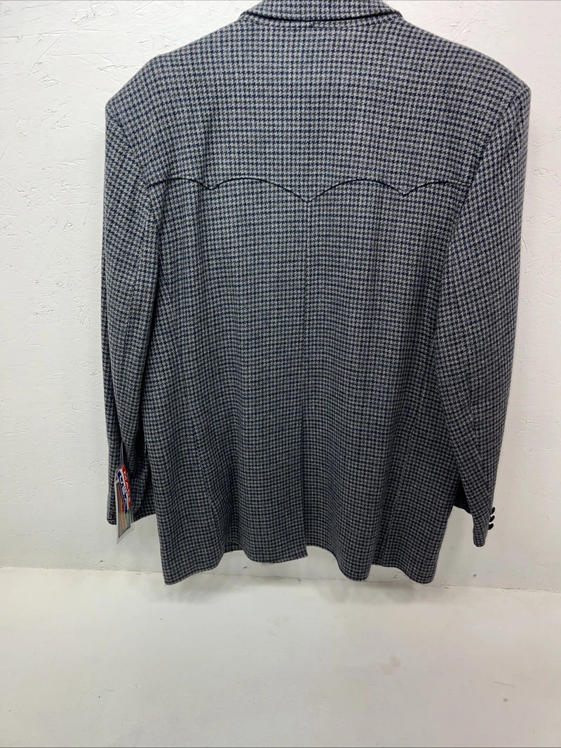 New Men’s Pioneer Wear Blue Plaid Suit Jacket 48L #12504 AA-600