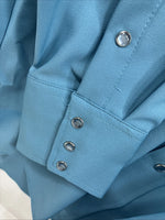 New Men’s Panhandle Slim Blue Long Sleeve Pearl Snap 16 X 34 Large M-30