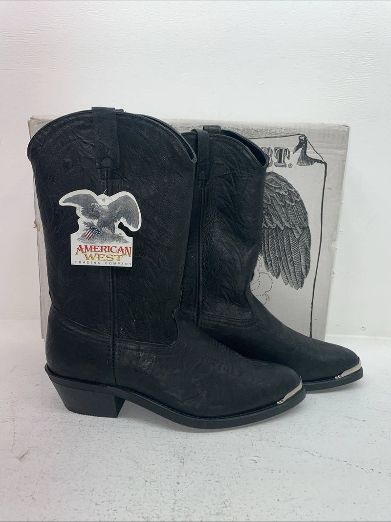 New Men’s Black American West Cowboy Boots. 68610 10 E W. 6-90