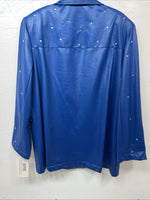 New Women’s Blue 1849 Authentic Ranchwear Long Sleeve Western Show Shirt S UU-62
