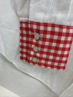 New Men’s Dee-Cee White Red Long Sleeve Pearl Snap 15 Medium AA-9