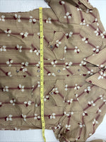 New Men’s ELY Plains Tan Red Floral Long Sleeve Pearl Snap 15.5 Medium X-109