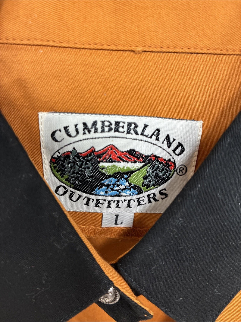 New Women’s Cumberland Orange Black Short Sleeve Button Up Large MM-134