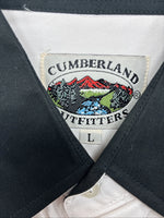 New Men’s Cumberland White Purple design Long Sleeve Pearl Snap Large AA-57