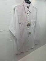 New Men’s ELY Cattleman White Western Long Sleeve Pearl Snap 16 X 35 Large T-62
